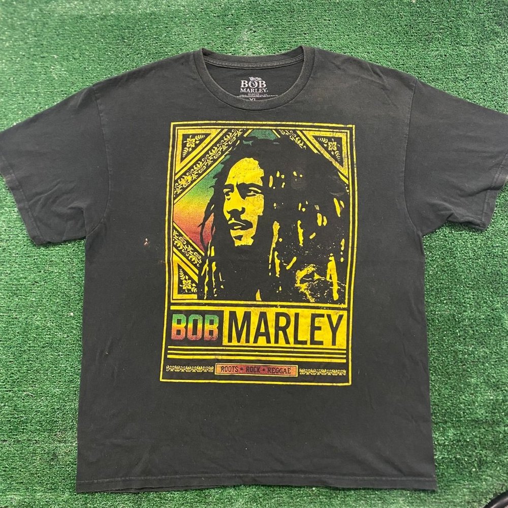 Bob Marley Roots Rock Reggae T-Shirt Black XL Rasta Grunge Skater Hippie 2012